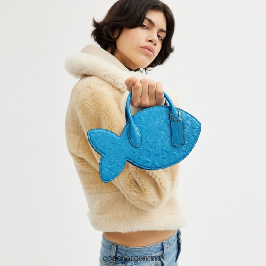Coach mujer bolso de pescado en cuero de firma b4/azul L82882238
