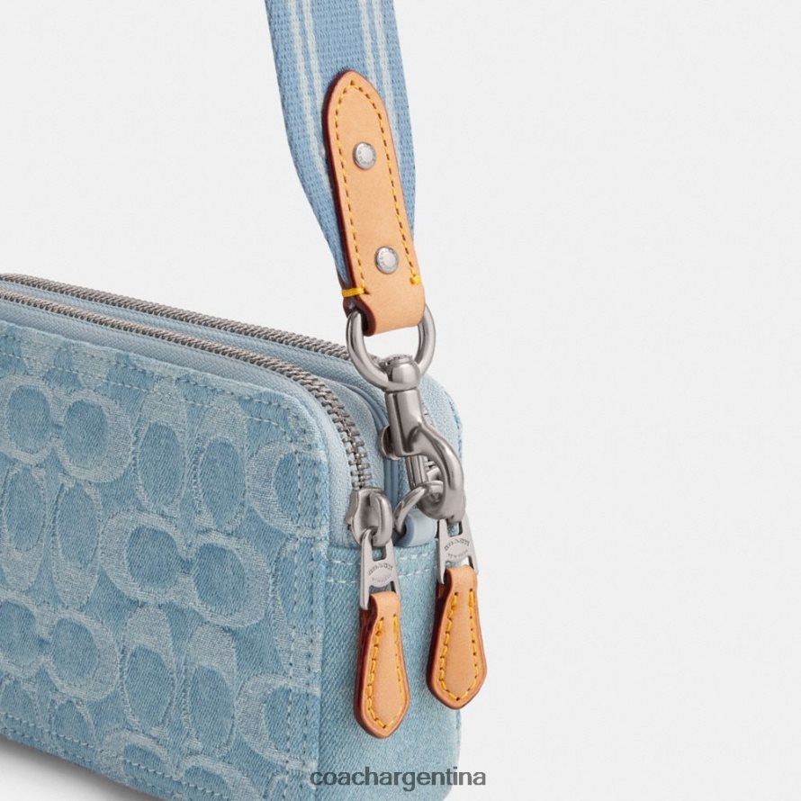 Coach mujer bandolera kira en denim característico izq/azul pálido L82882312
