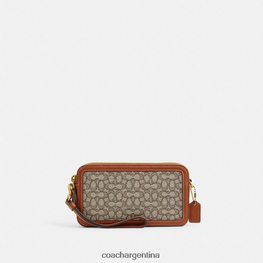 Coach mujer bandolera kira en jacquard con micro firma b4/cacao bruñido amb L82882306