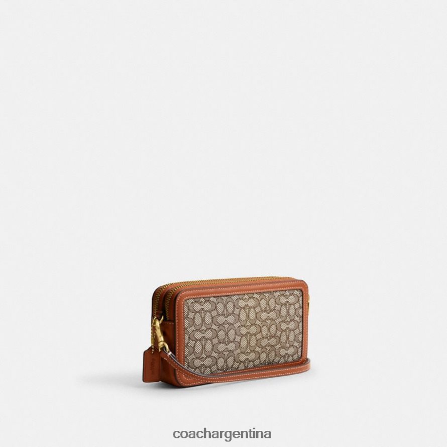 Coach mujer bandolera kira en jacquard con micro firma b4/cacao bruñido amb L82882306
