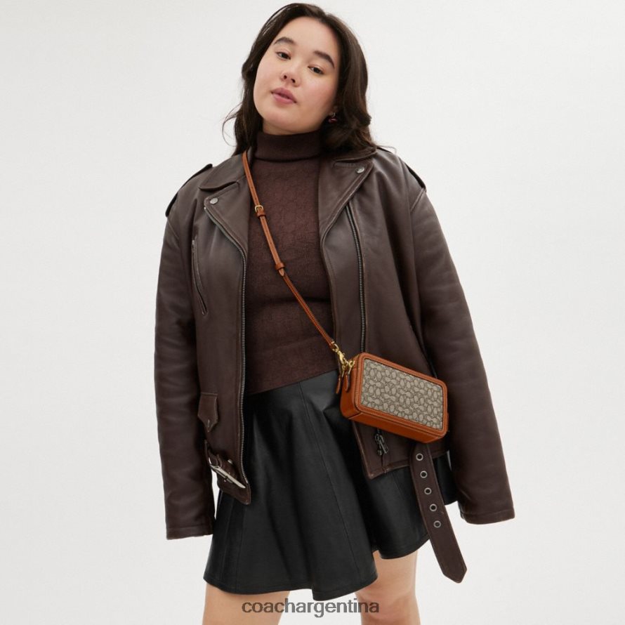 Coach mujer bandolera kira en jacquard con micro firma b4/cacao bruñido amb L82882306