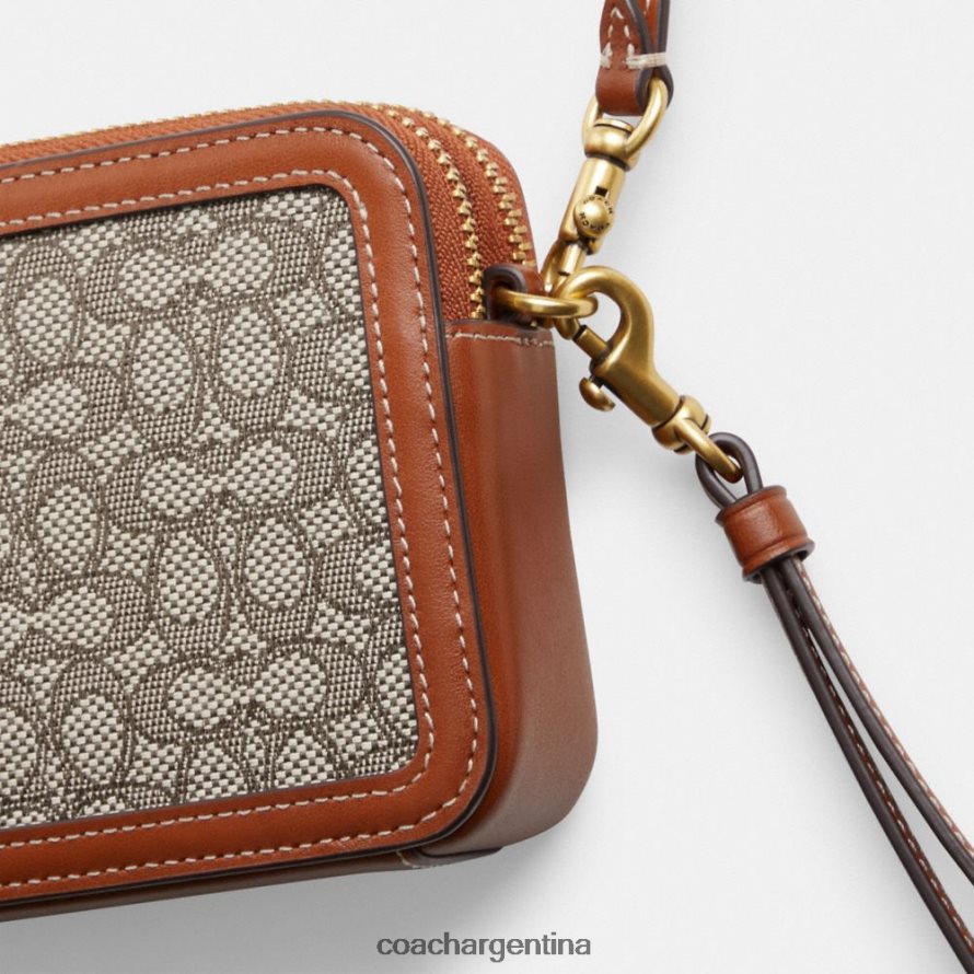 Coach mujer bandolera kira en jacquard con micro firma b4/cacao bruñido amb L82882306