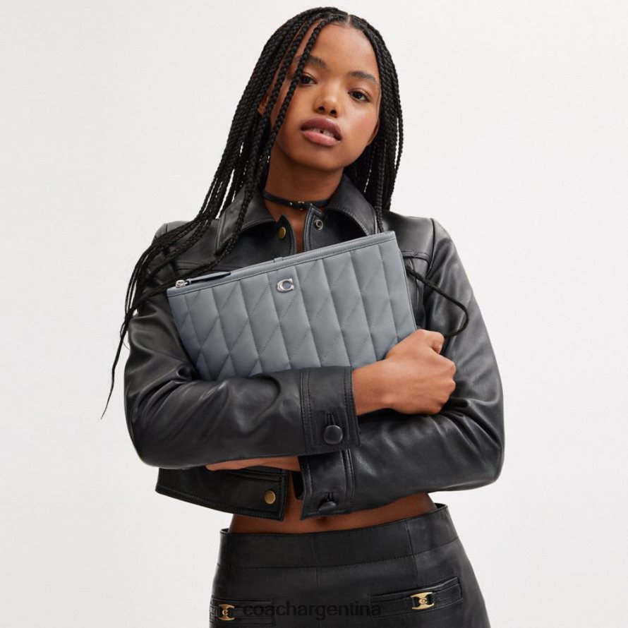 Coach mujer bolsa 28 con acolchado de almohada izq/gris azul L82882309