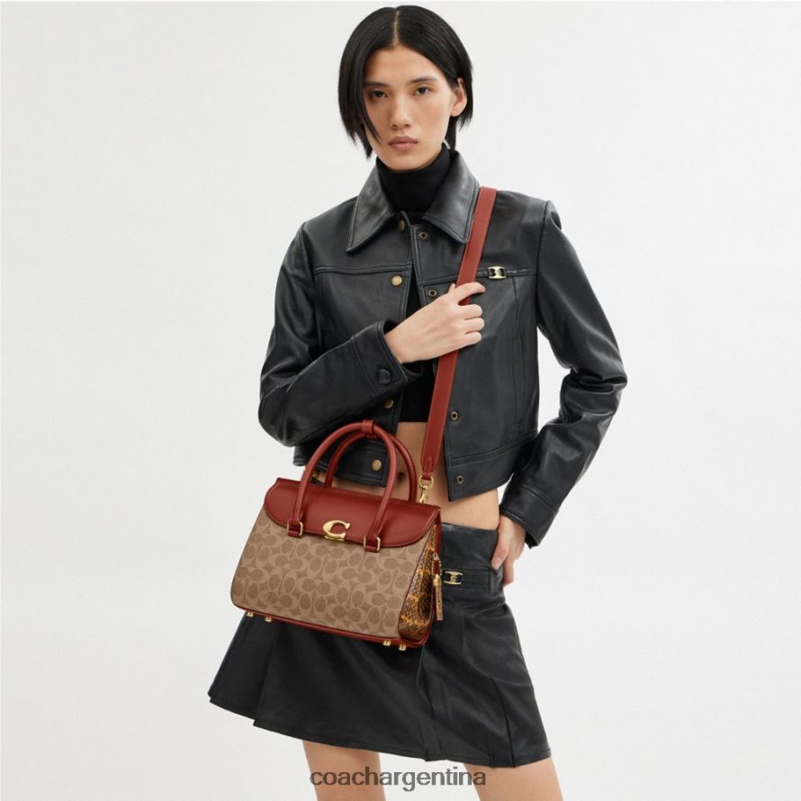 Coach mujer Bolso de mano Broome en lona exclusiva con detalle de piel de serpiente. b4/óxido tostado L82882172