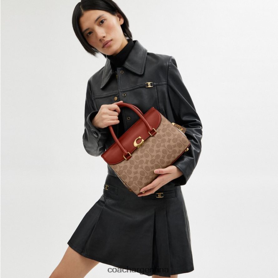 Coach mujer Bolso de mano Broome en lona exclusiva con detalle de piel de serpiente. b4/óxido tostado L82882172