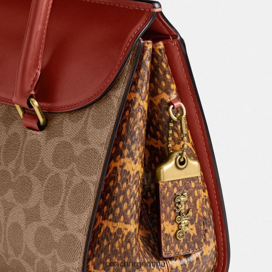 Coach mujer Bolso de mano Broome en lona exclusiva con detalle de piel de serpiente. b4/óxido tostado L82882172