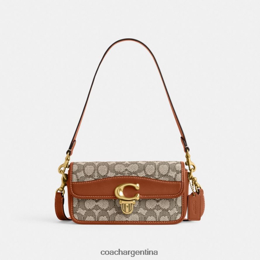 Coach mujer bolso baguette Studio en jacquard textil exclusivo b4/cacao bruñido amb L82882194