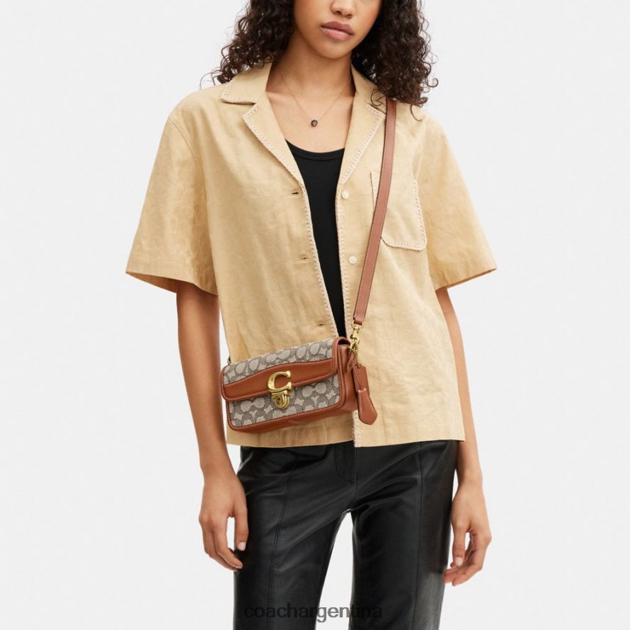 Coach mujer bolso baguette Studio en jacquard textil exclusivo b4/cacao bruñido amb L82882194