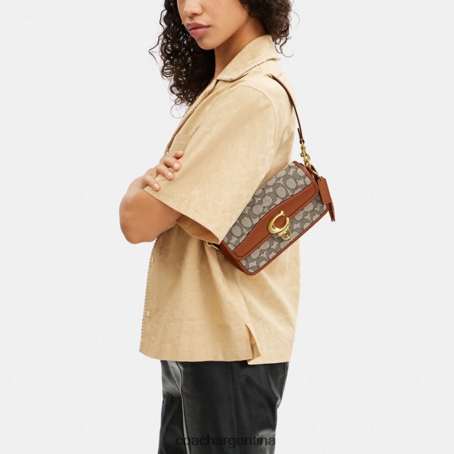 Coach mujer bolso baguette Studio en jacquard textil exclusivo b4/cacao bruñido amb L82882194
