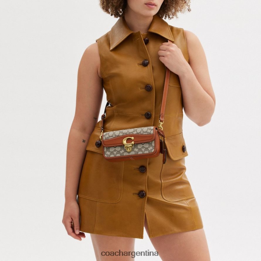 Coach mujer bolso baguette Studio en jacquard textil exclusivo b4/cacao bruñido amb L82882194