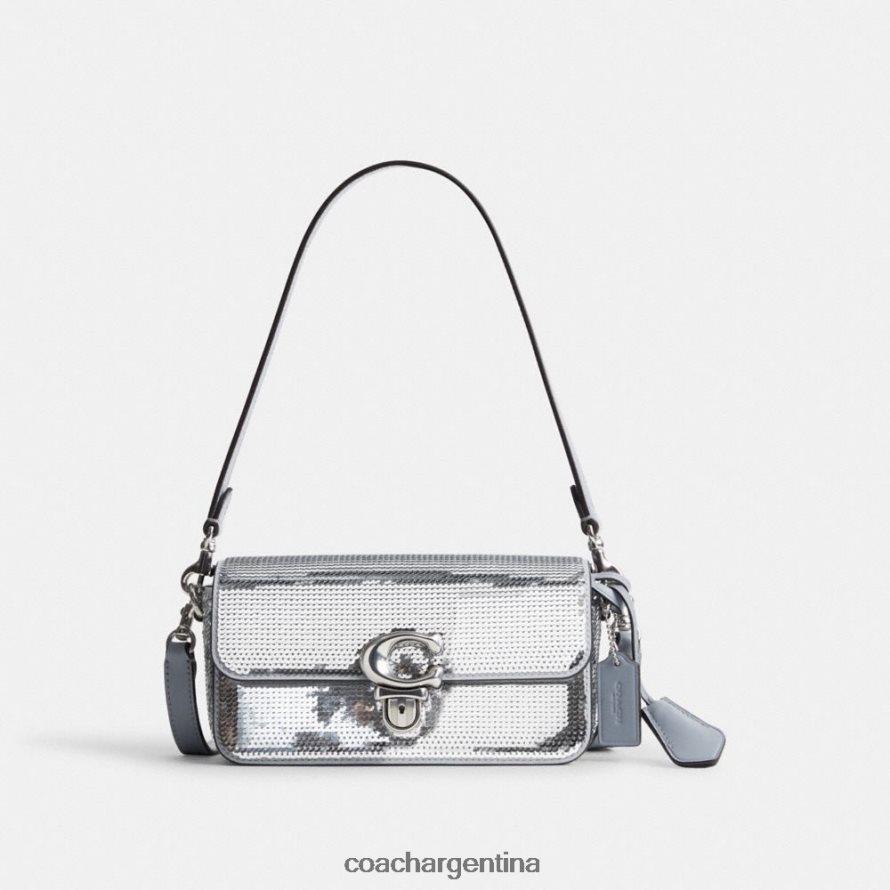 Coach mujer bolso baguette estudio con lentejuelas izq/plata L82882184