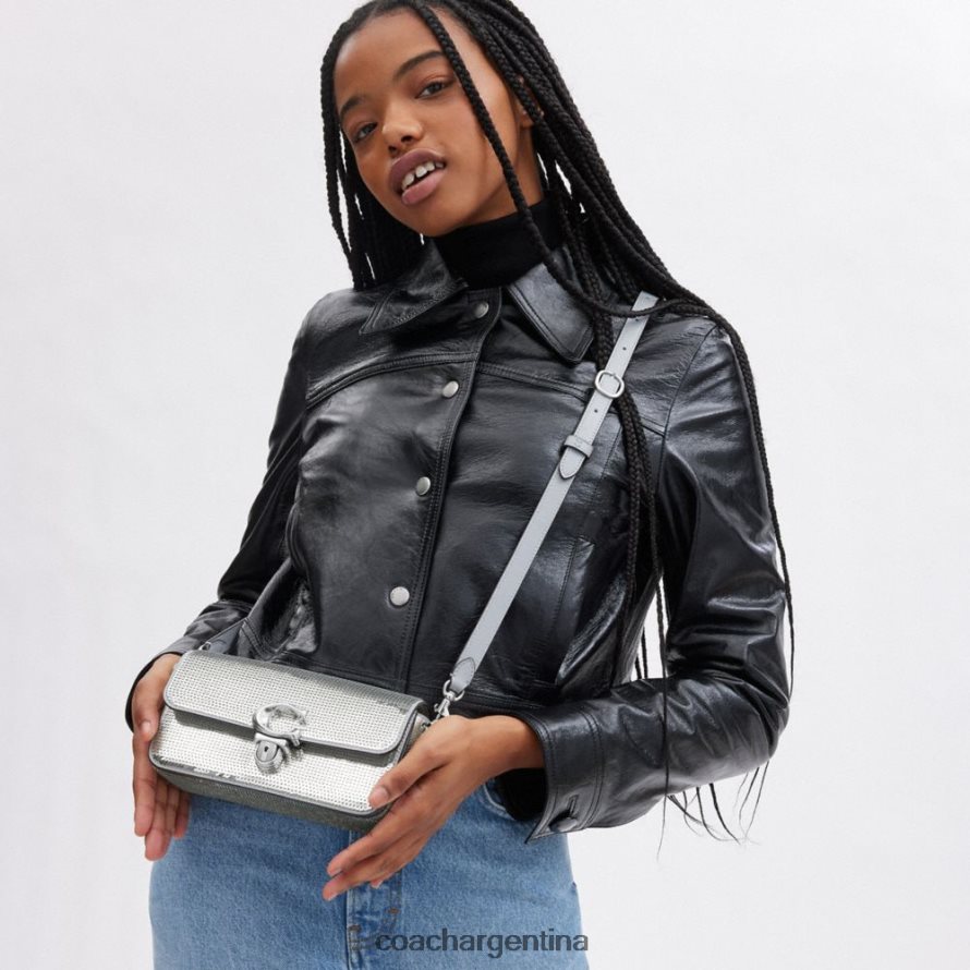 Coach mujer bolso baguette estudio con lentejuelas izq/plata L82882184