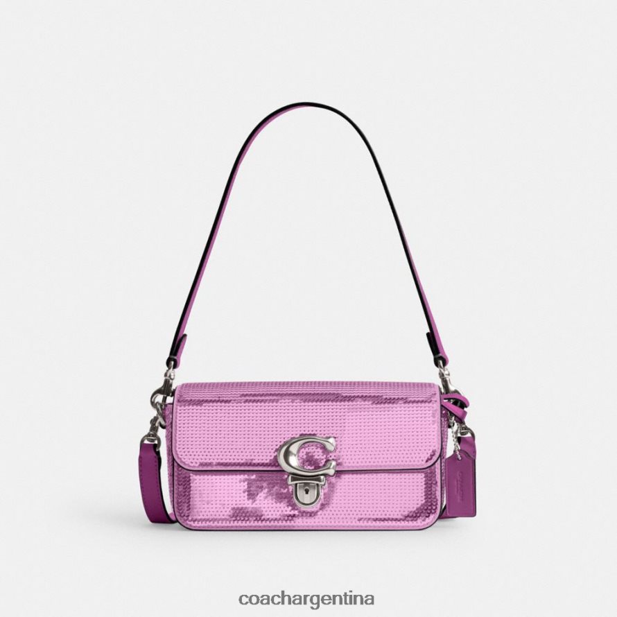 Coach mujer bolso baguette estudio con lentejuelas izquierdo/magenta oscuro L82882188