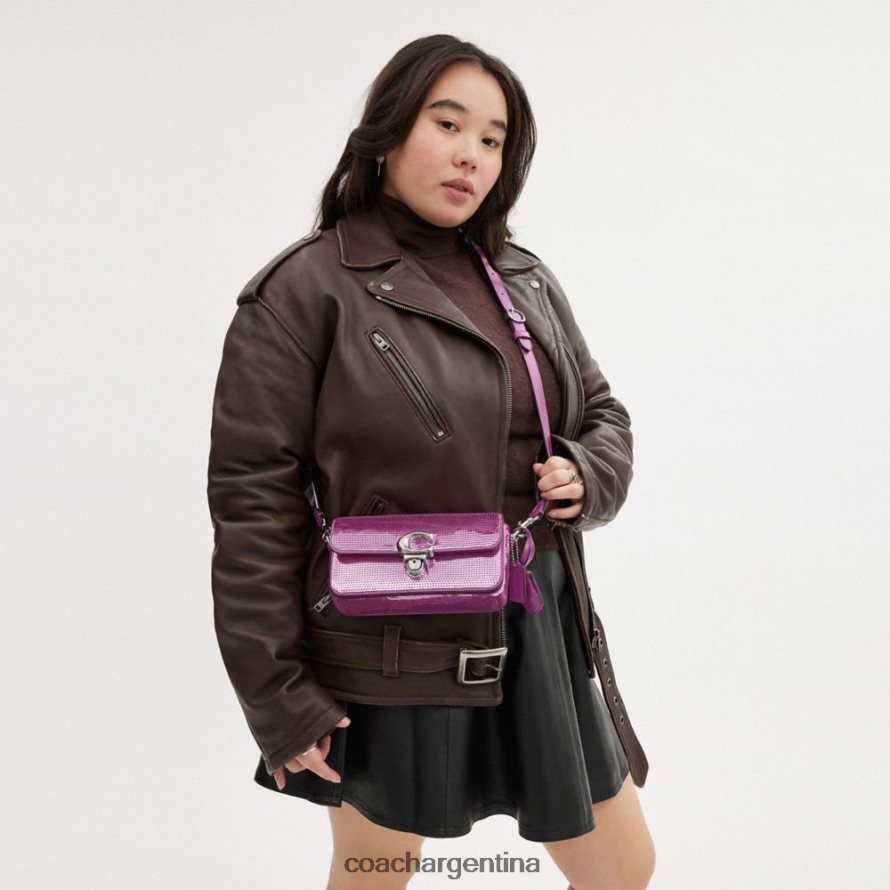 Coach mujer bolso baguette estudio con lentejuelas izquierdo/magenta oscuro L82882188