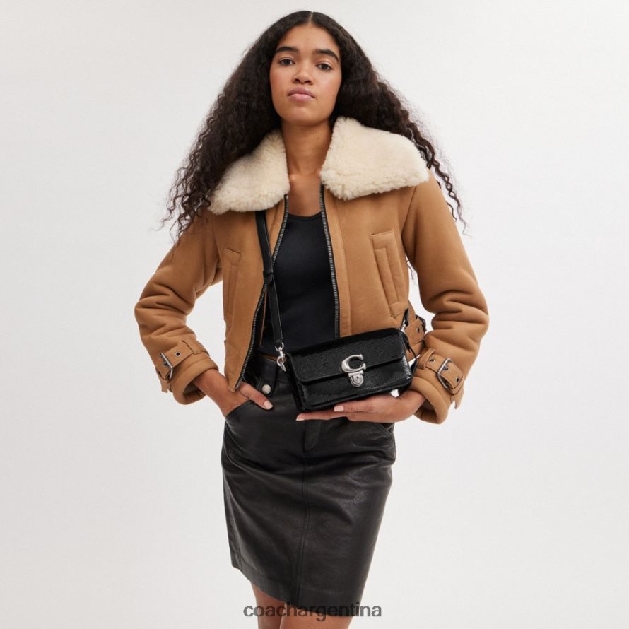 Coach mujer bolso baguette estudio con lentejuelas izquierdo/negro L82882183