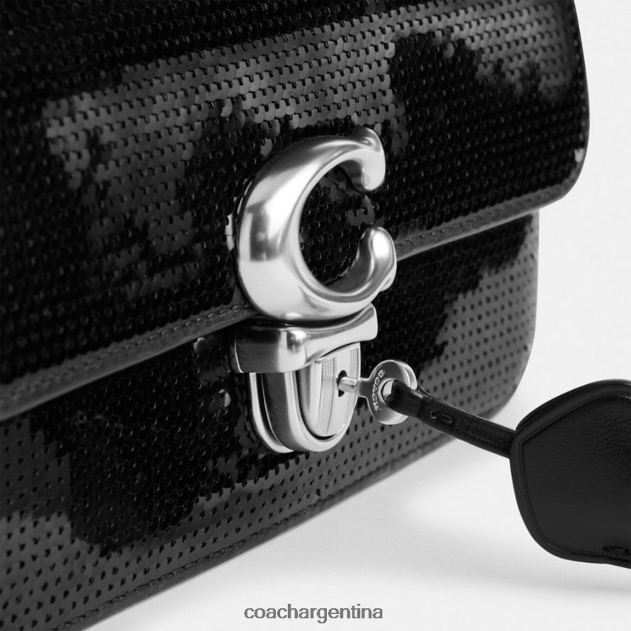 Coach mujer bolso baguette estudio con lentejuelas izquierdo/negro L82882183