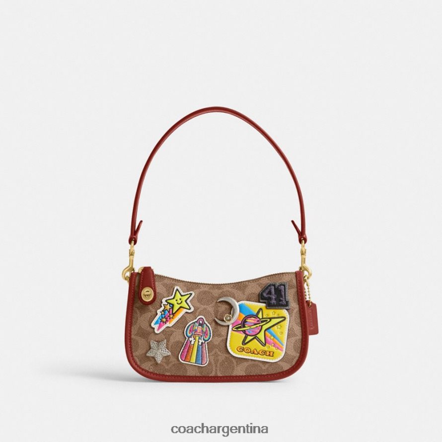 Coach mujer cosmic coach swinger 20 en lona de firma con parches b4/bronceado óxido multi L82882186