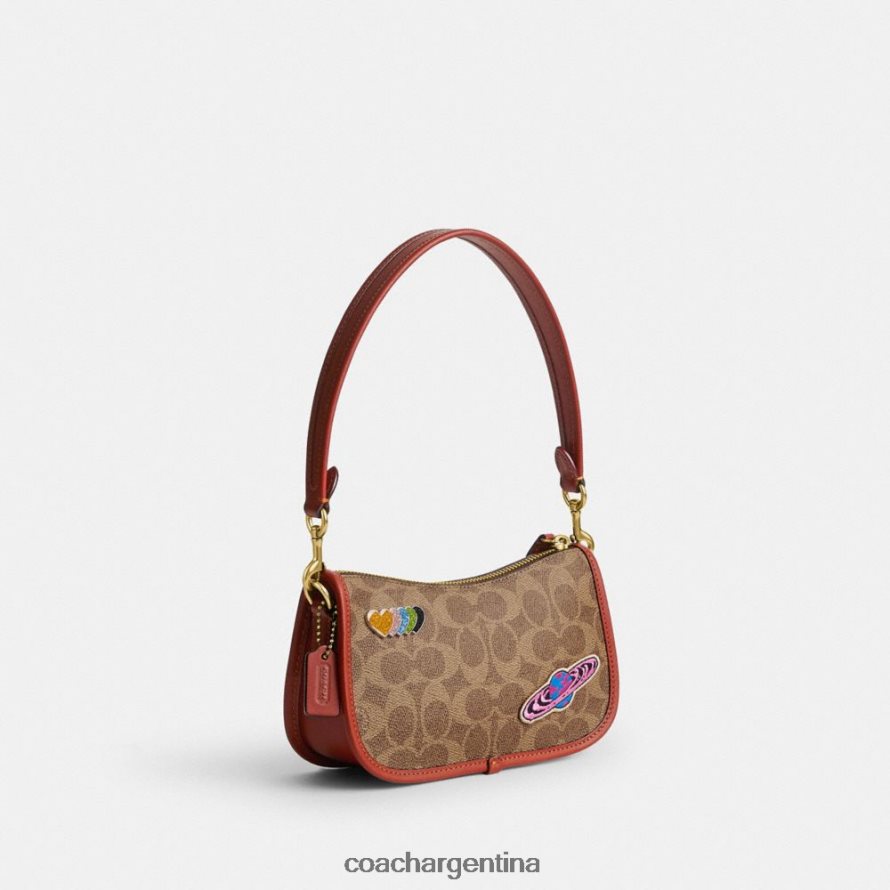 Coach mujer cosmic coach swinger 20 en lona de firma con parches b4/bronceado óxido multi L82882186