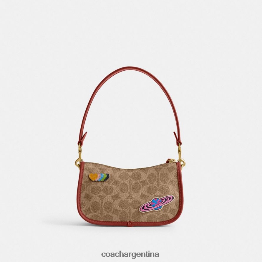 Coach mujer cosmic coach swinger 20 en lona de firma con parches b4/bronceado óxido multi L82882186