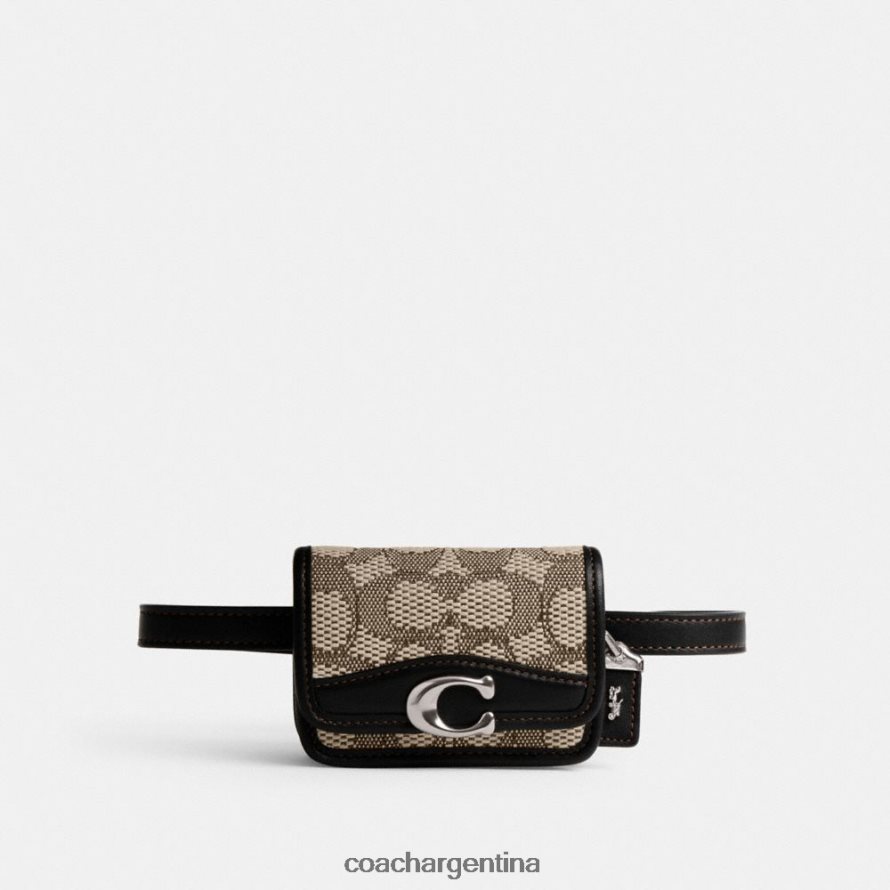 Coach mujer riñonera con tarjetero bandit en jacquard característico izq/negro cacao L82882191
