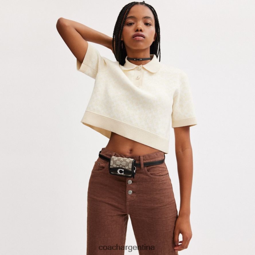 Coach mujer riñonera con tarjetero bandit en jacquard característico izq/negro cacao L82882191