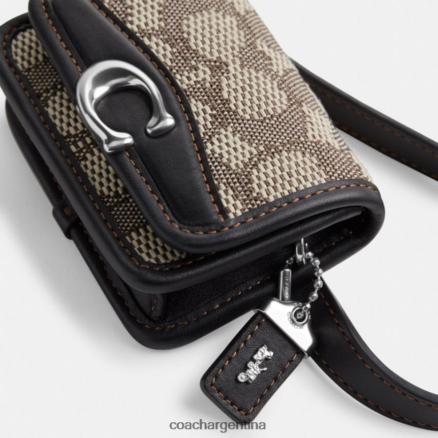Coach mujer riñonera con tarjetero bandit en jacquard característico izq/negro cacao L82882191