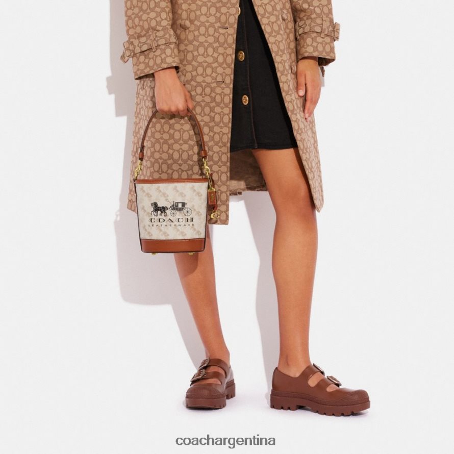Coach mujer bolso bombonera dakota 16 con estampado de caballos y carruajes b4/ámbar bruñido con tiza L8288220