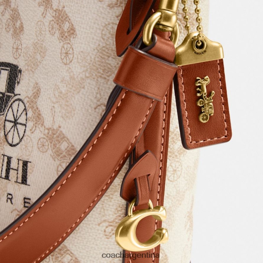 Coach mujer bolso bombonera dakota 16 con estampado de caballos y carruajes b4/ámbar bruñido con tiza L8288220
