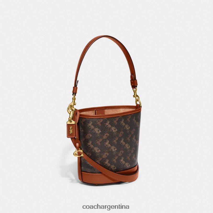 Coach mujer bolso bombonera dakota 16 con estampado de caballos y carruajes b4/ámbar bruñido trufa L8288218