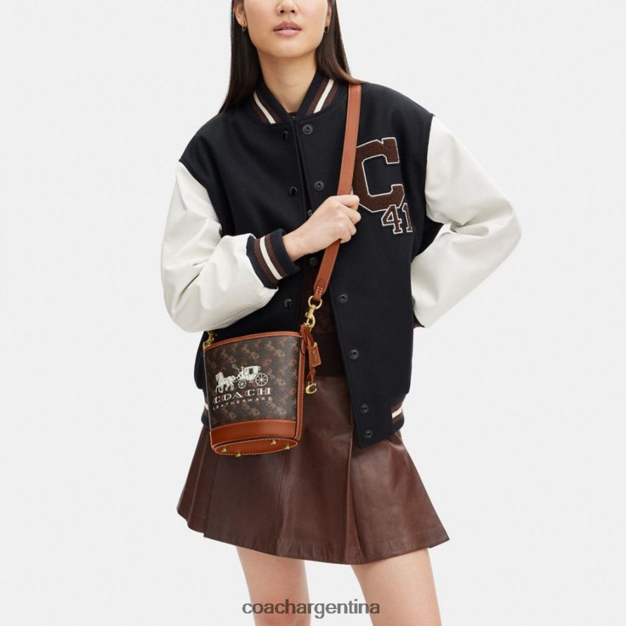 Coach mujer bolso bombonera dakota 16 con estampado de caballos y carruajes b4/ámbar bruñido trufa L8288218