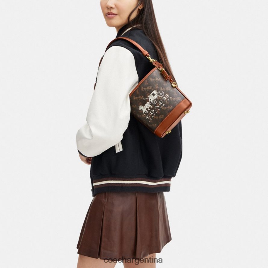 Coach mujer bolso bombonera dakota 16 con estampado de caballos y carruajes b4/ámbar bruñido trufa L8288218