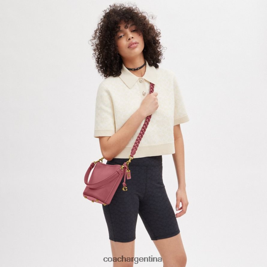 Coach mujer bolso bombonera dakota 16 con trenza b4/rojo L8288215