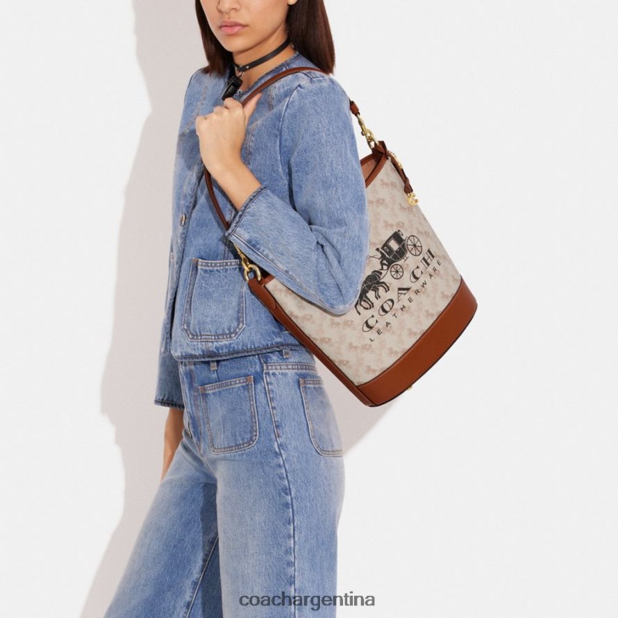 Coach mujer bolso bombonera dakota con estampado de caballos y carruajes b4/ámbar bruñido con tiza L8288223
