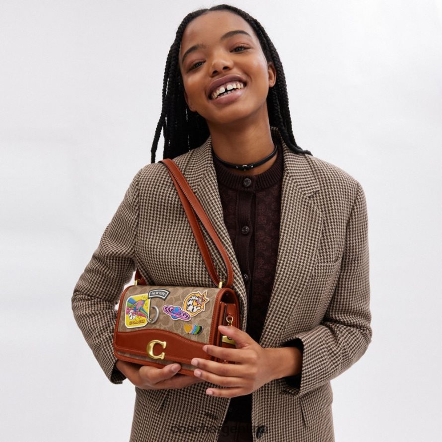 Coach mujer bolso de hombro cosmic coach bandit en lona de firma con parches b4/bronceado óxido multi L82882267