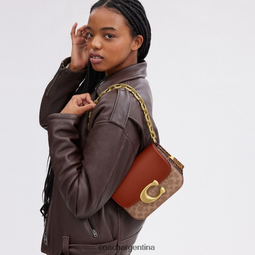 Coach mujer bolso Idol en lona de firma con detalle de piel de serpiente b4/óxido tostado L8288246