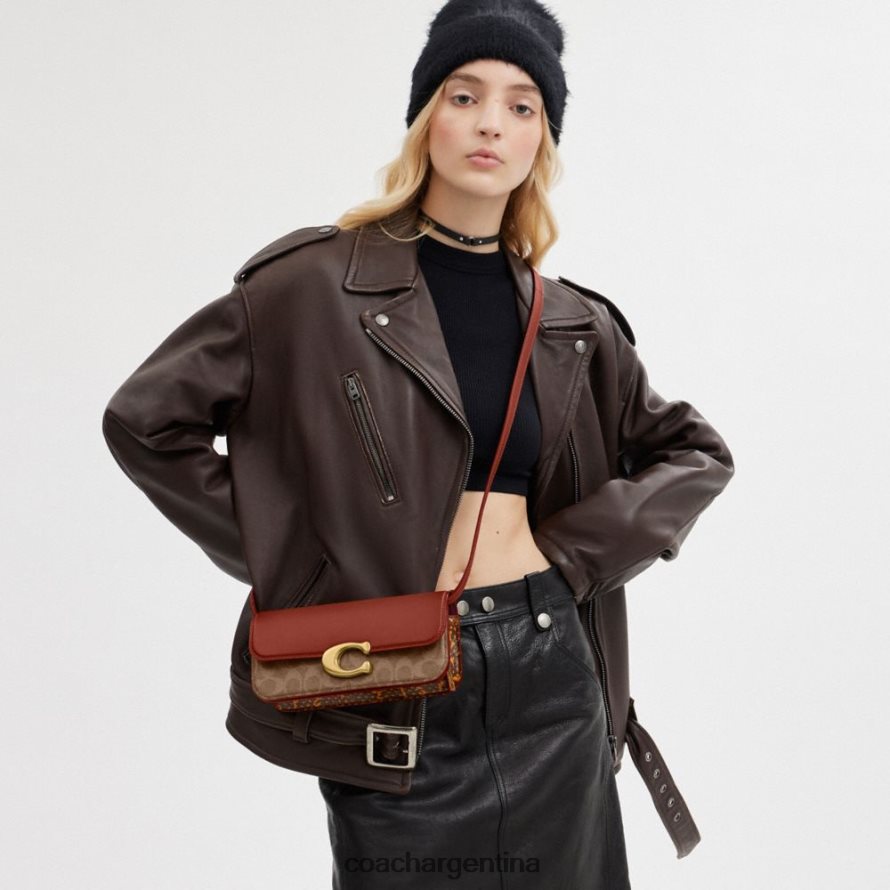 Coach mujer bolso idol 23 en lona exclusiva con detalle de piel de serpiente b4/óxido tostado L8288236