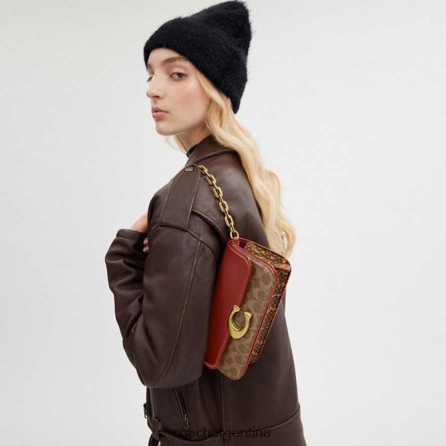 Coach mujer bolso idol 23 en lona exclusiva con detalle de piel de serpiente b4/óxido tostado L8288236