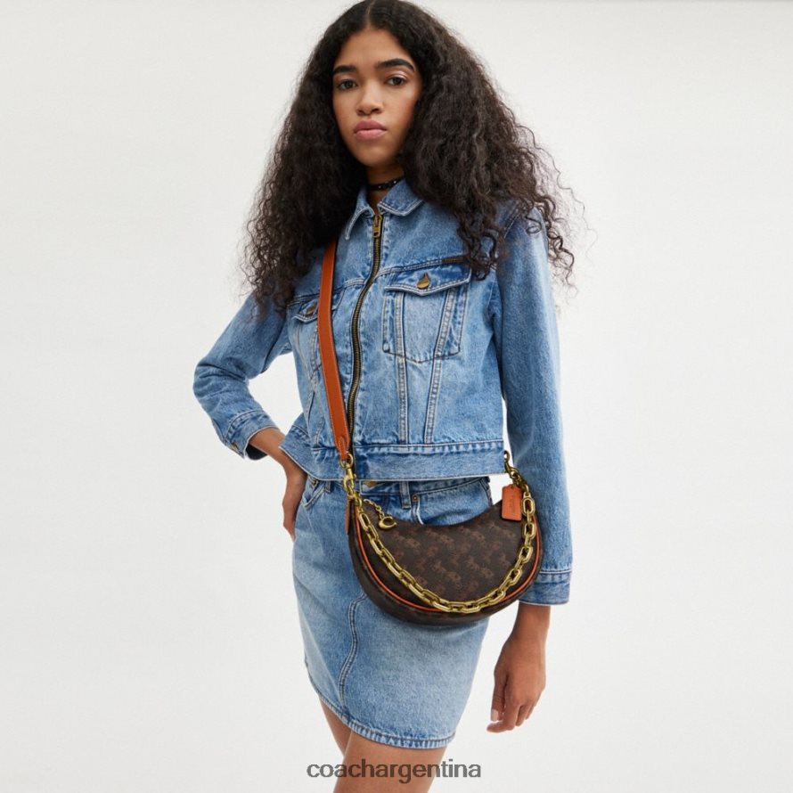 Coach mujer bolso de hombro mira con estampado de caballos y carruajes b4/ámbar bruñido trufa L8288253