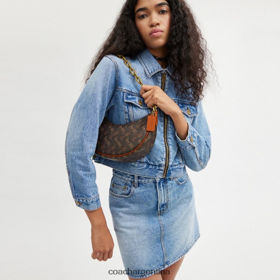 Coach mujer bolso de hombro mira con estampado de caballos y carruajes b4/ámbar bruñido trufa L8288253