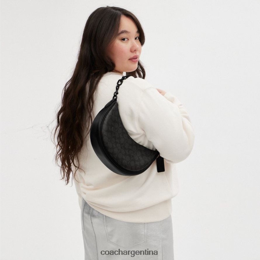 Coach mujer bolso de hombro mira en lona de firma mw/carbón/negro L8288252