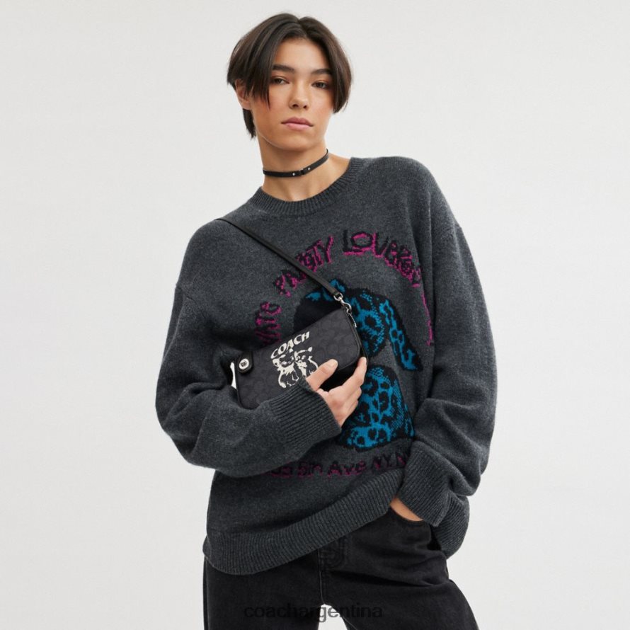 Coach mujer bolso de hombro lil nas x drop penn en lona exclusiva izq/izq/gatito lockup negro L8288262