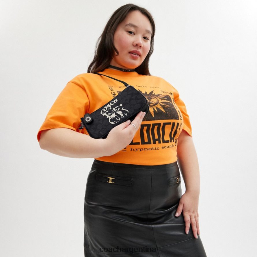 Coach mujer bolso de hombro lil nas x drop penn en lona exclusiva izq/izq/gatito lockup negro L8288262