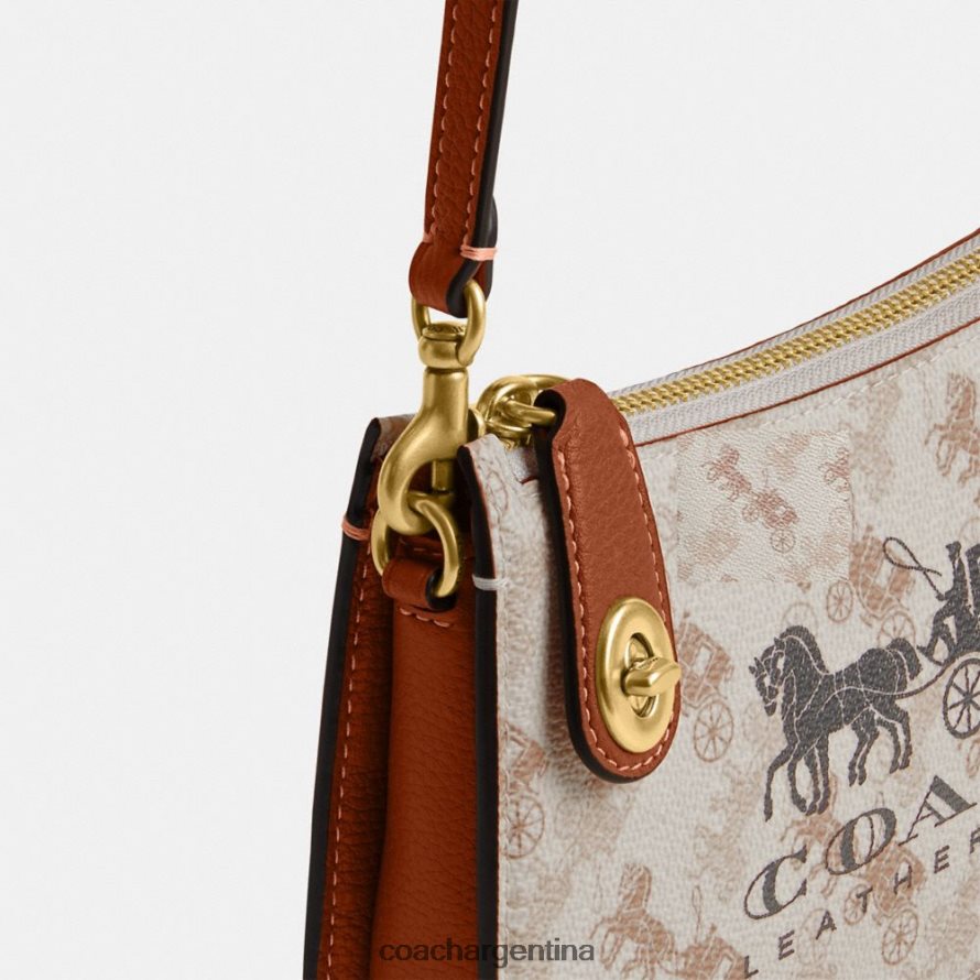 Coach mujer bolso de hombro penn con estampado de caballos y carruajes b4/ámbar bruñido con tiza L8288273