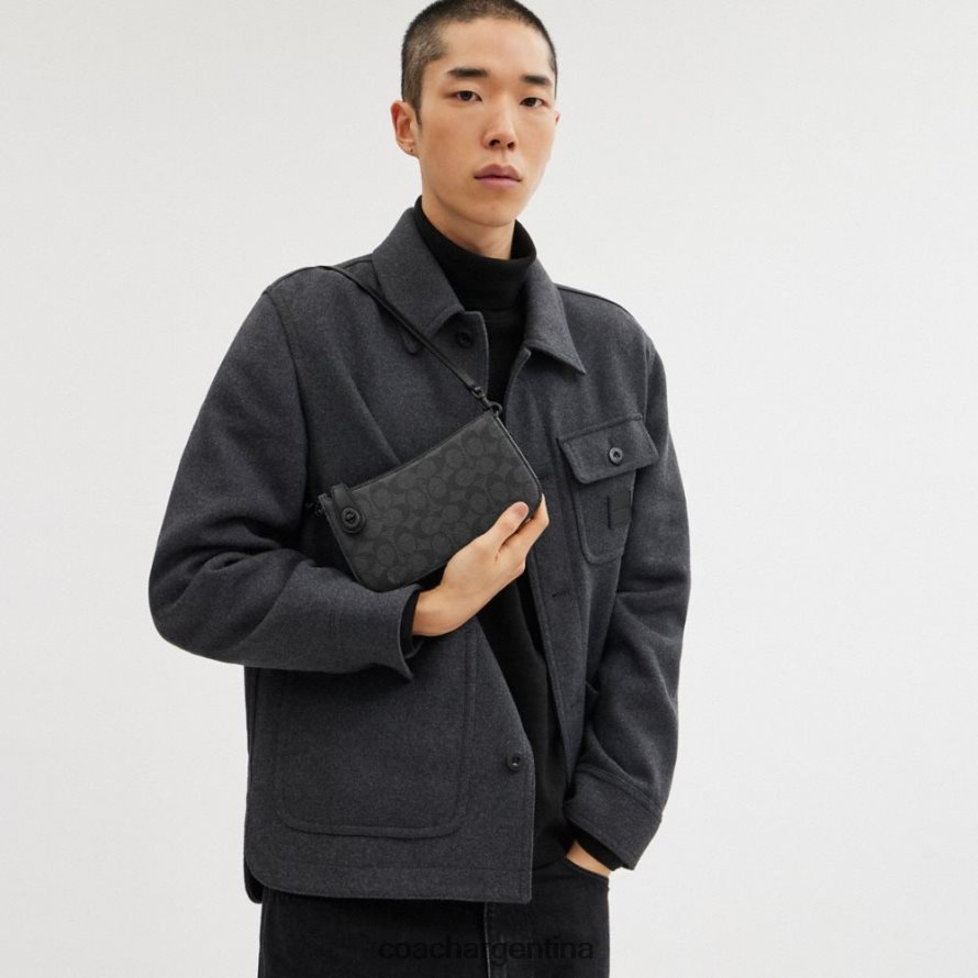 Coach mujer bolso de hombro penn en lona de firma mw/carbón/negro L8288265