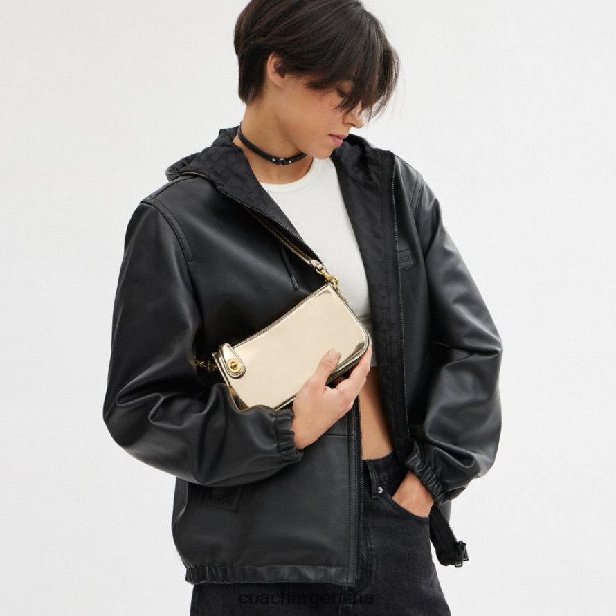 Coach mujer bolso de hombro penn en plateado metalizado b4/oro L8288268