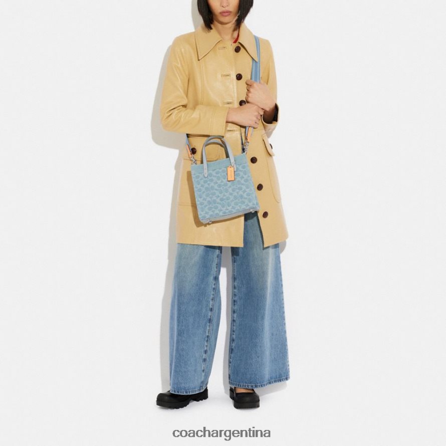 Coach mujer bolso tote field 22 en denim característico izq/azul pálido L82882302