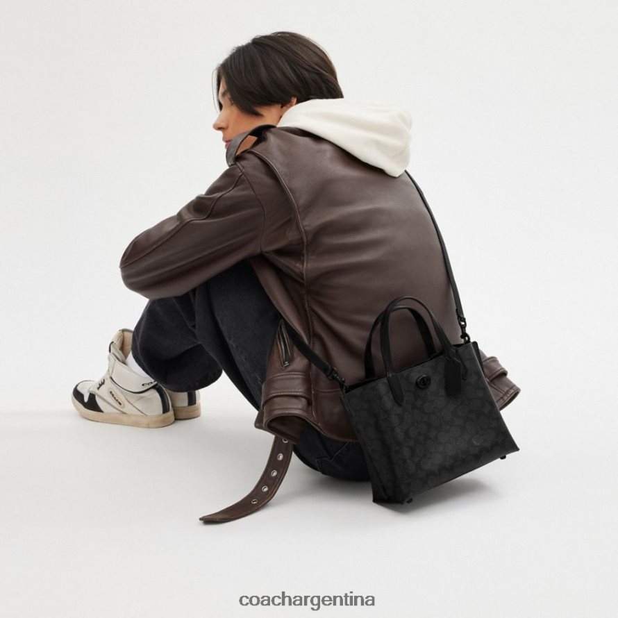 Coach mujer bolso tote willow 24 en lona de firma mw/carbón/negro L82882285