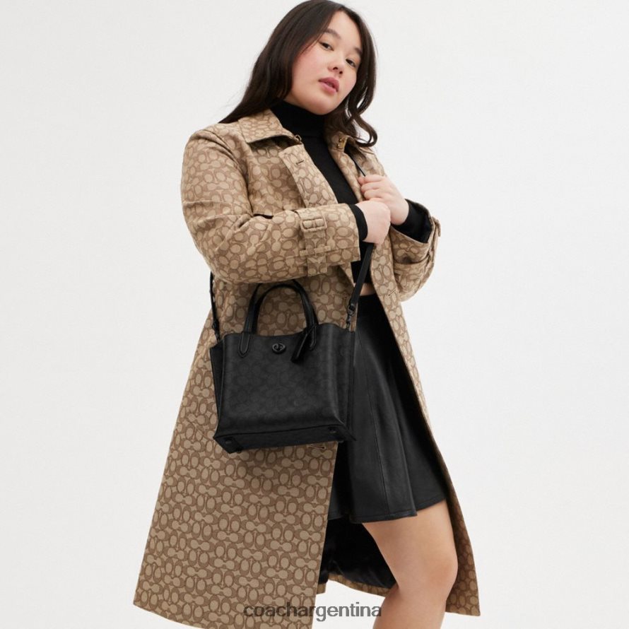 Coach mujer bolso tote willow 24 en lona de firma mw/carbón/negro L82882285