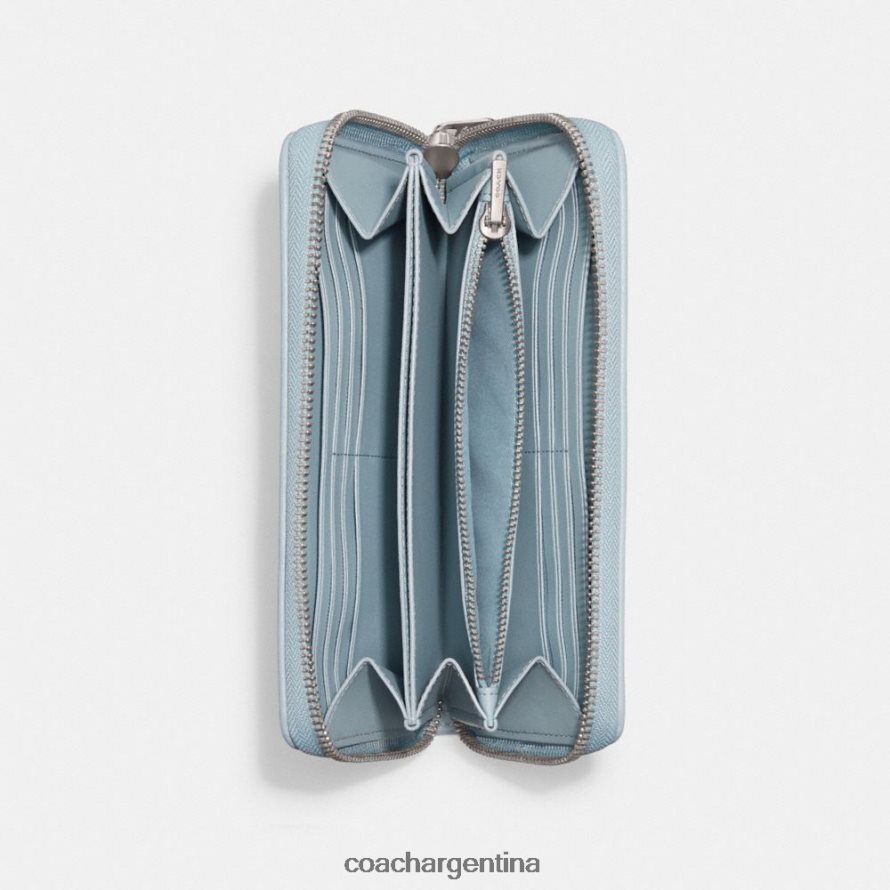 Coach mujer cartera con cremallera tipo acordeón en denim característico izq/azul pálido L82882324