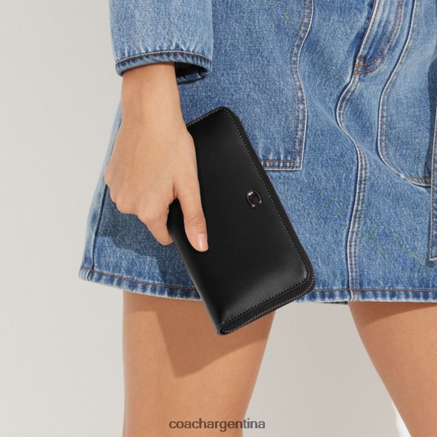 Coach mujer cartera tipo acordeón con cremallera v5/negro L82882327